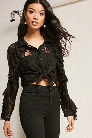 Sheer Crochet Lace Flounce Top