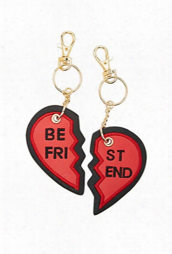 Best Friend Heart Keychain Set