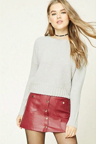 Boxy Ribbed Knit Sweater