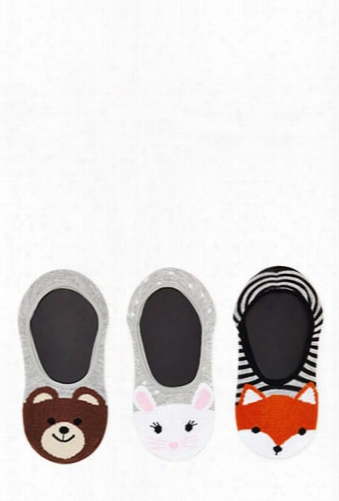 Bunny No Show Socks- 3 Pack