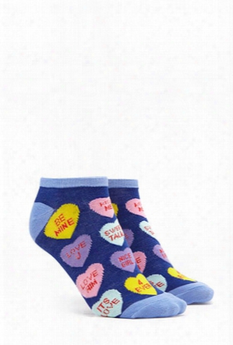 Candy Heart Print Ankle Socks