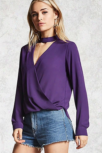 Chiffon Mock Neck Top