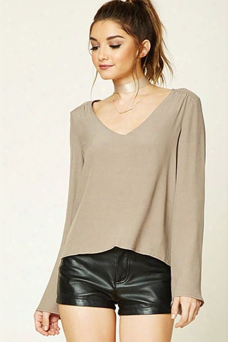 Crepe Bell-sleeve Top