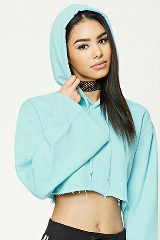 Cropped Raw-cut Hem Hoodie