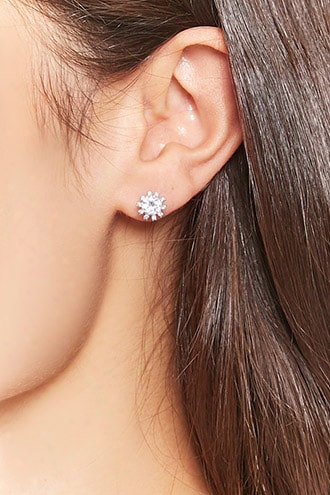 Cubic Zirconia Round Stud Earrings