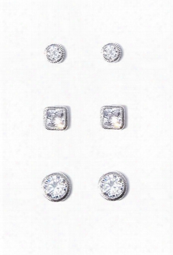 Cubic Zirconia Stud Earring Set