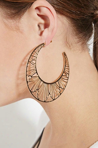 Cutout Crescent Hoop Earrings