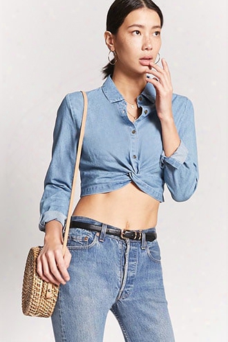 Denim Twist-front Crop Top