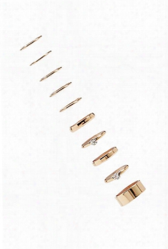 Faux Crystal Midi Ring Set