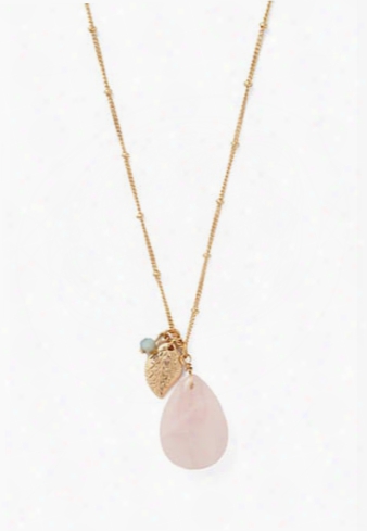 Faux Stone Feather Necklace