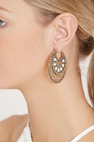 Faux Stone Hoop Earrings