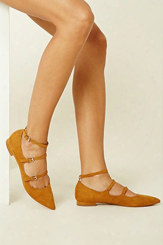 Faux Suede Strappy Flats