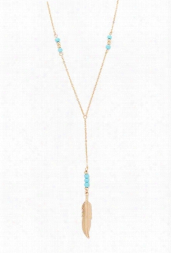 Feather Charm Y-neck Necklace