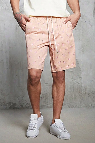 Flamingo Print Woven Shorts