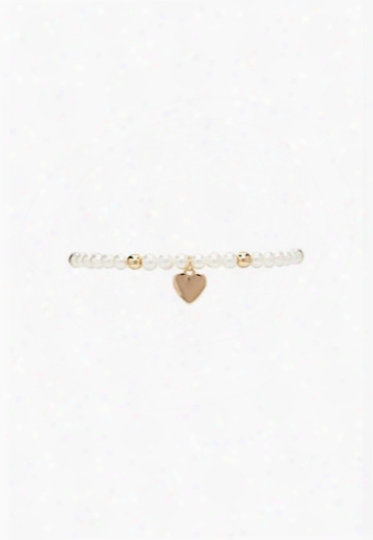 Heart Charm Faux Pearl Bracelet