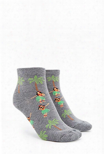 Hula & Palm Tree Ankle Socks