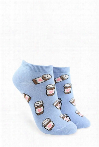 Latte Print Ankle Socks