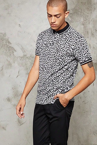 Leopard Print Polo Shirt