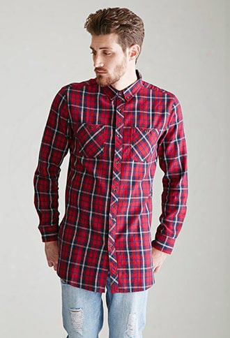 Longline Tartan Plaid Flannel Shirt