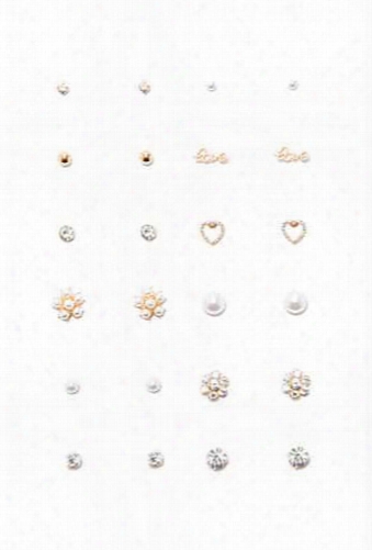 Love & Faux Pearl Stud Set