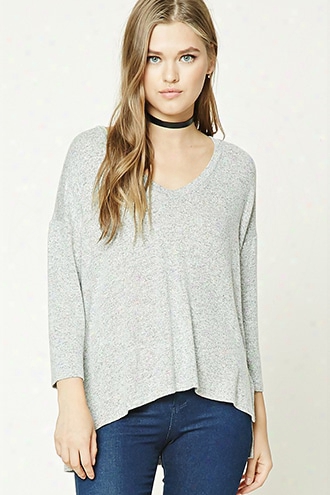 Marled Knit V-neck Dolman Top