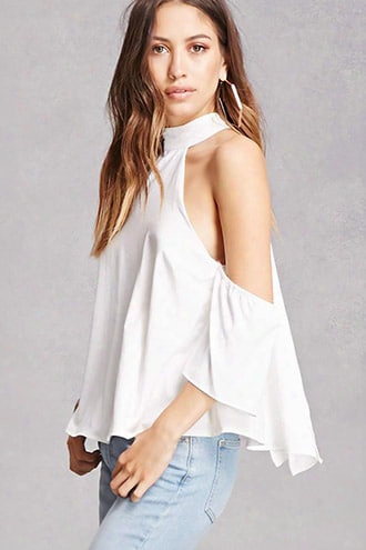 Open-shoulder Halter Top