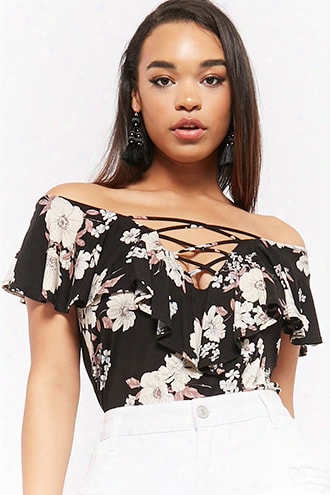 Plus Size Floral Crisscross Bodysuit