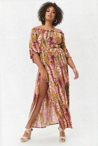 Plus Size Tropical Print Maxi Dress