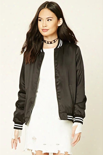 Satin Striped Bomber Jacket