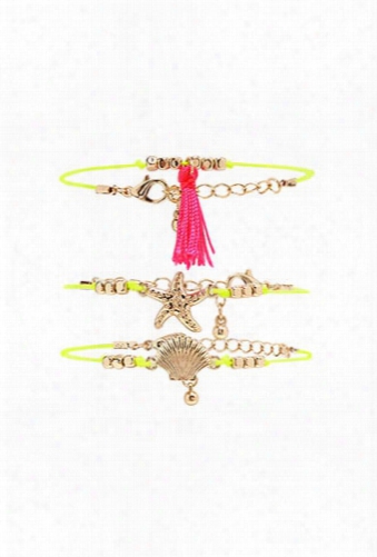 Seashell Tassel Bracelet Set