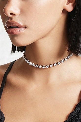 Square Rhinestone Choker