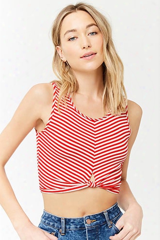 Striped Knotted-front Top