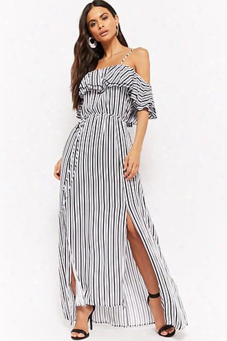 Striped Off-the-shoulder Maxi Dress