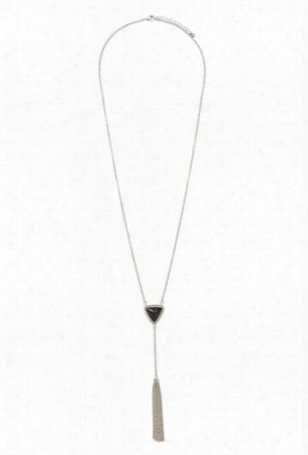 Tassel Faux Stone Charm Necklace