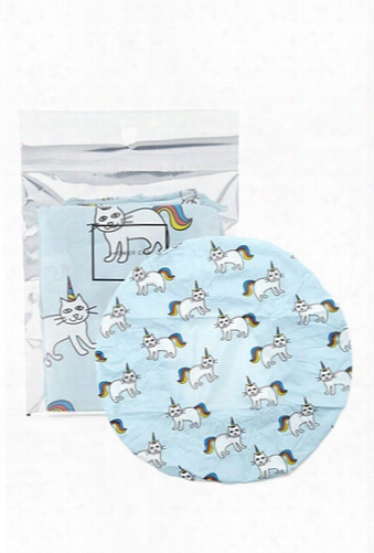 Unicorn Cat Print Shower Cap