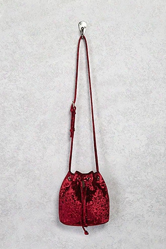 Velvet Crossbody Bucket Bag