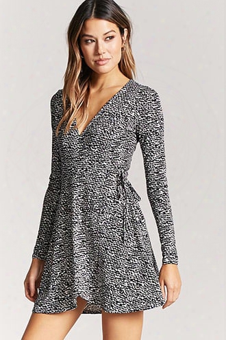 Abstract Print Mini Wrap Dress