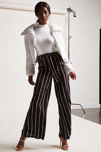 Belted Multistripe Palazzo Pants