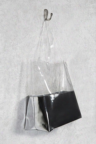 Clear Metallic Colorblock Tote