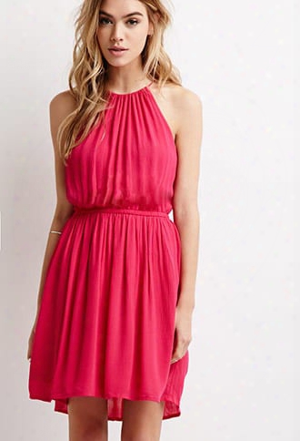 Crinkled Crepe Halter Dress