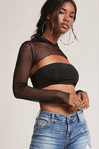 Cropped Fishnet Hoodie