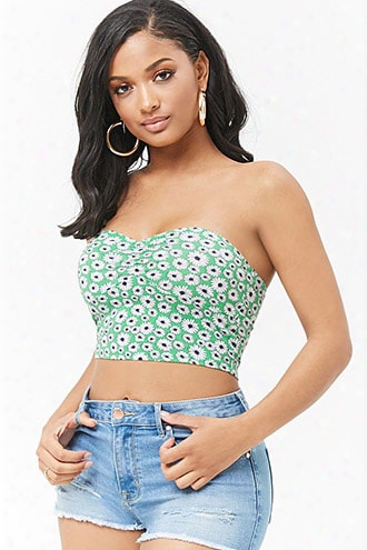 Daisy Floral Print Cropped Tube Top