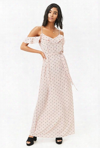 Diamond Dot Open-shoulder Maxi Dress