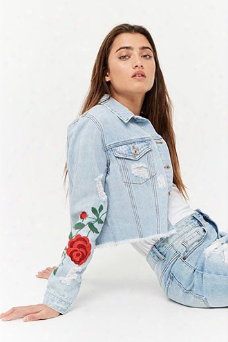 Embroidered & Distressed Denim Jacket