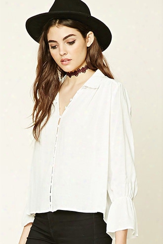 Embroidered Bell-sleeve Shirt