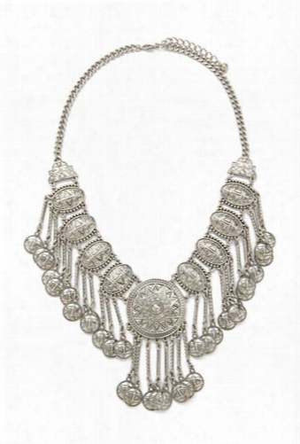 Etched Medallion Statement Necklace