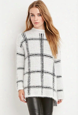 Eyelash Knit Plaid Sweater