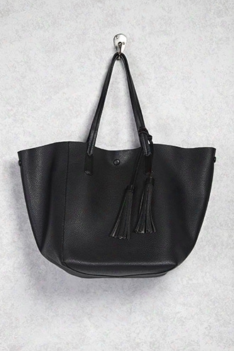 Faux Crinkled Leather Tote Bag