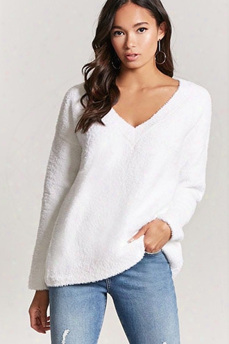 Faux Fur V-neck Sweater