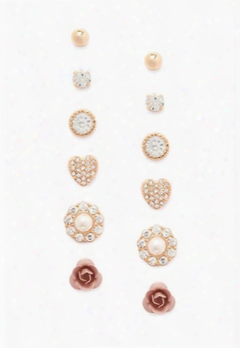 Faux Gem Flower Stud Set